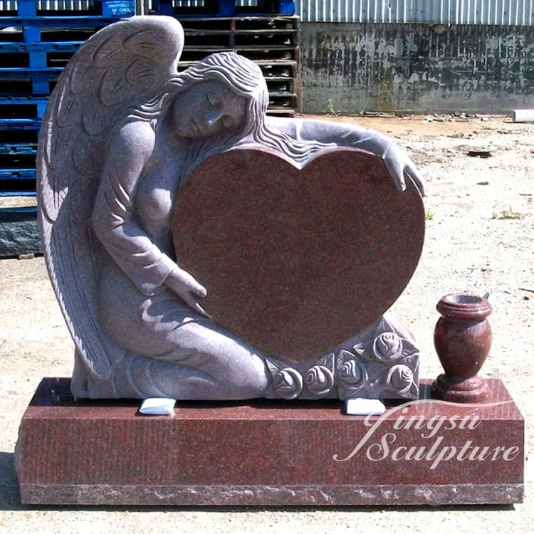 
Cemetery granite angel heart headstone  (60568460121)