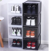 

custom clear stackable drop front plastic shoe storage box drop-front display sneak organizer