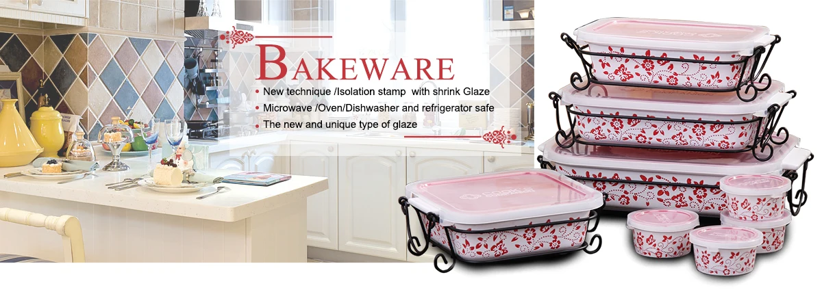 Custom Colorful Decorative Ceramic Bakeware Sets
