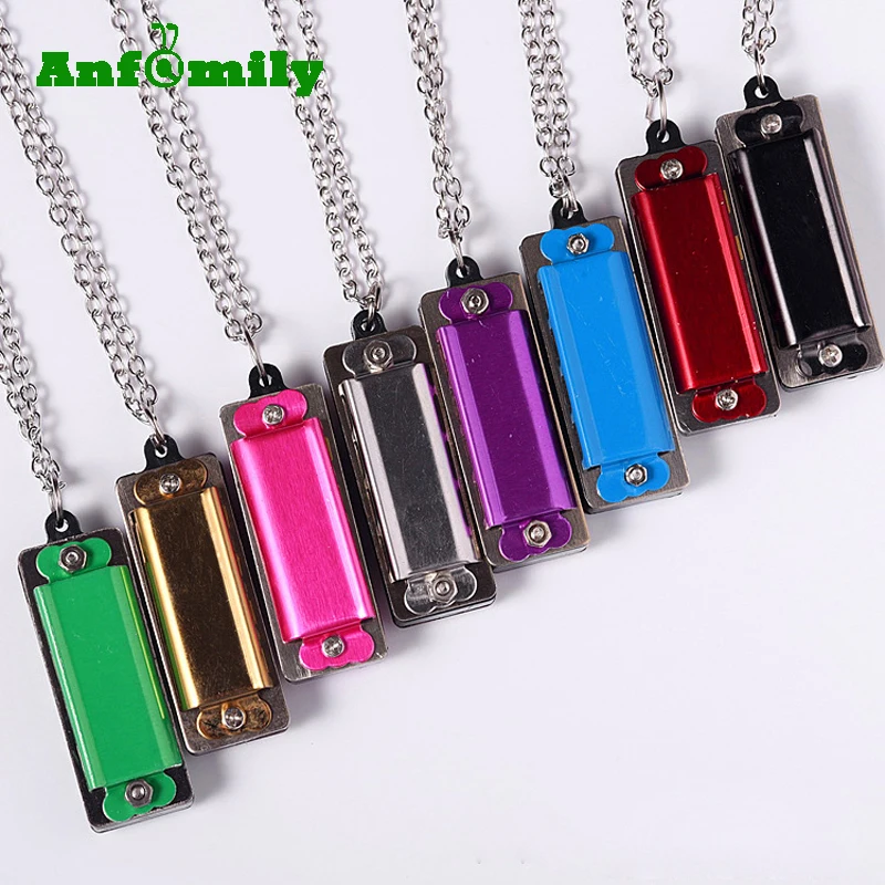 

Popular Selling Cute 4 Hole 8 Tone Mini Harmonica Necklace, As picture show