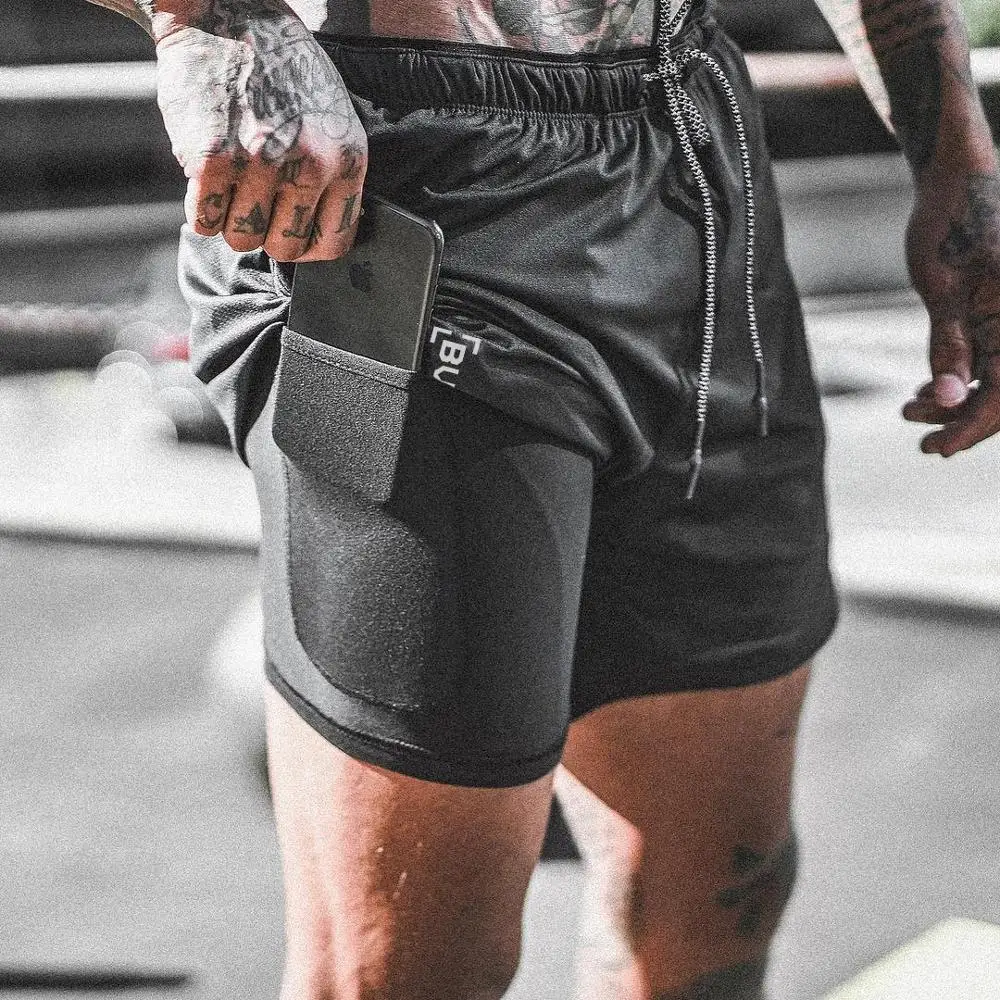 

new casual men's summer vacation two pieces of quick-drying running training pants mens gym sports shorts, N/a