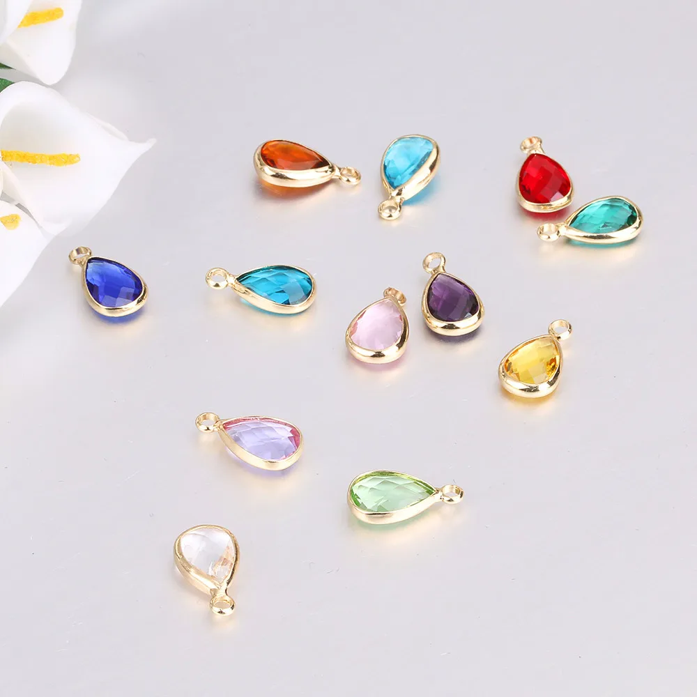

Wholesale fashion DIY 12 months birthstone drop Charm for Bracelet Jewelry, 12 colors crystal