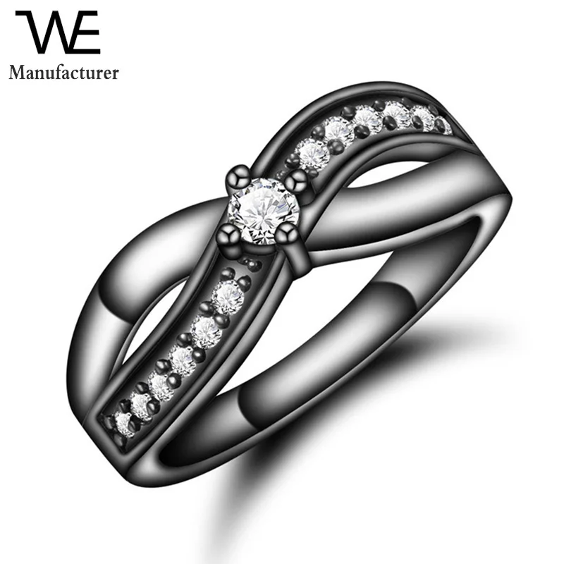 

Manufacturer Direct Selling Goods Foreign Trade Boutique Hot Style Copper Plated Black High Quality Zircon Ring