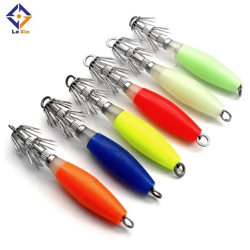 

2019 new design luminous hard squid hook jig fishing lure, Five colors