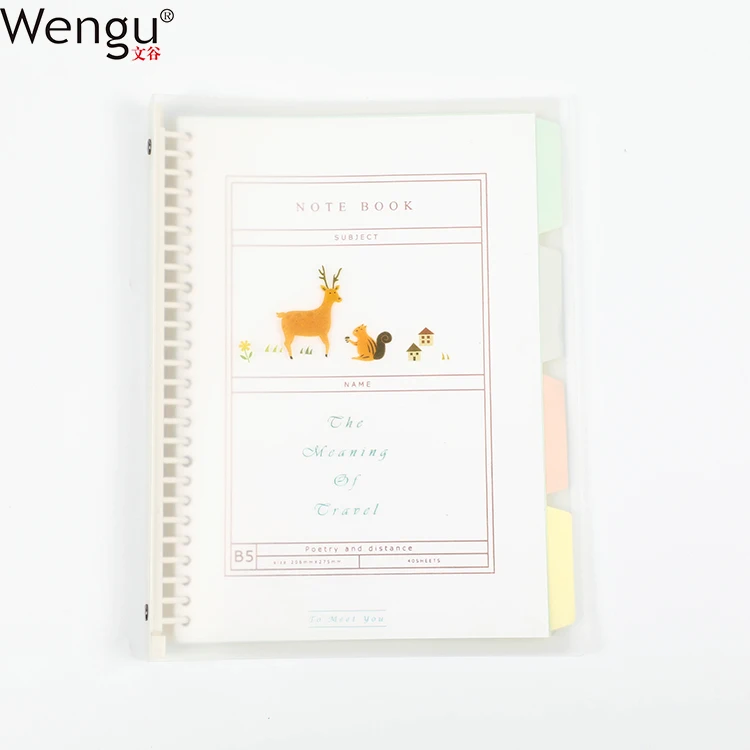 
promotional matter Customized size classified pages printing waterproof PP cover Loose leaf Notebook 