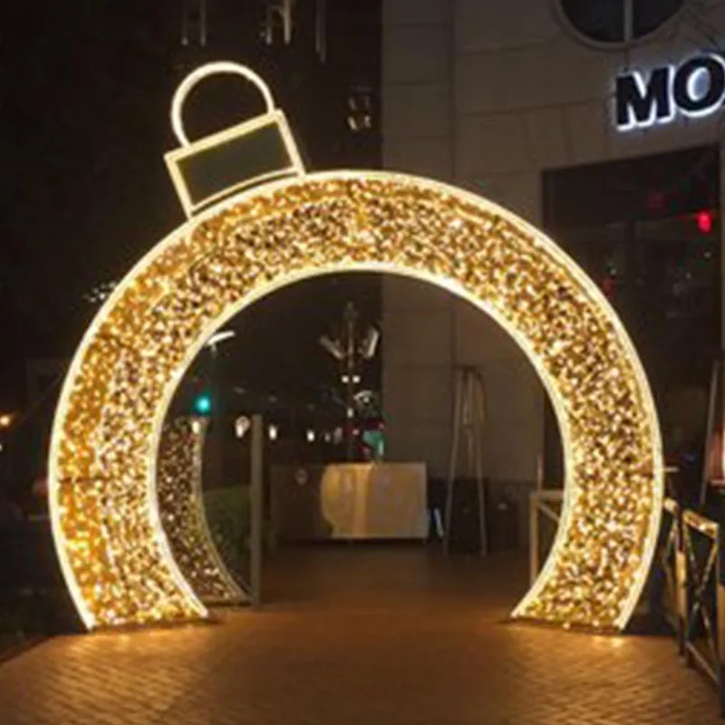 Outdoor Giant Led Lighted Illuminated 3d Ornament Arch Decoration For Exterior Winter Festival