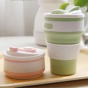 Image of Portable FDA LFGB approved food grade 350ml folding silicone rubber drinking water cup