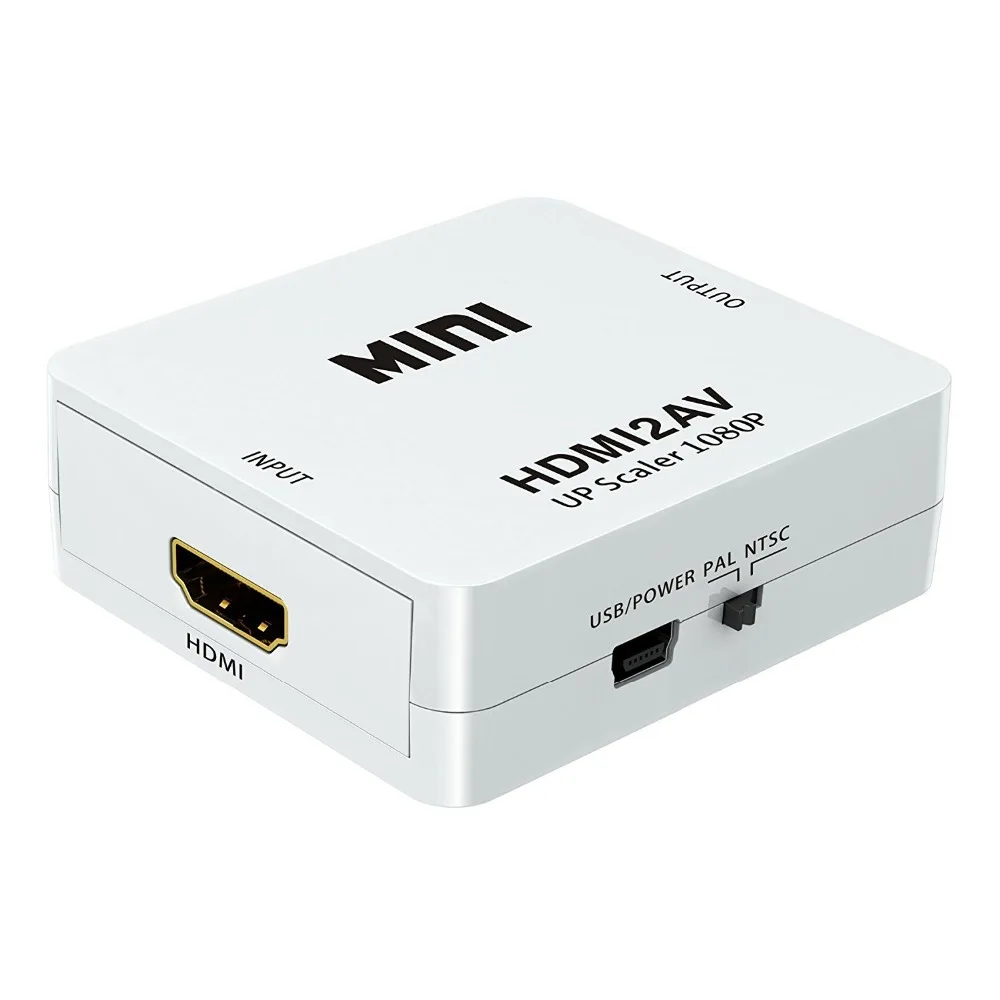 

Mini Model HDMI to AV 3RCA CVBS Composite Video Audio Converter Support PAL/NTSC with USB Charge Cable for PC Laptop Xbox PS4, White