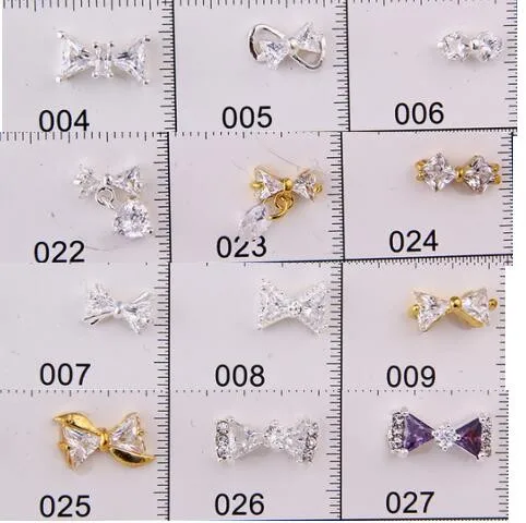 

Glitter Bow Rhinestone Zircon Nail Art Sticker 3D Alloy Decoration Phone Tips DIY