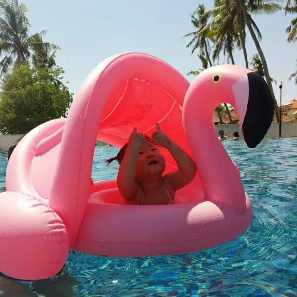 

factory newest hot selling top quality ride-on summer swimming multi-function flaming inflatable baby float with sunshine shades, White