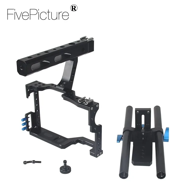 DSLR Rod Rig Camera Video Cage Kit & Handle Grip f. Sony A7 A7r A7s II A6300 A6000, Panasonic GH4 GH3 to Mount Microphone,Monitor,Video LED Light,Follow Focus (8).jpg