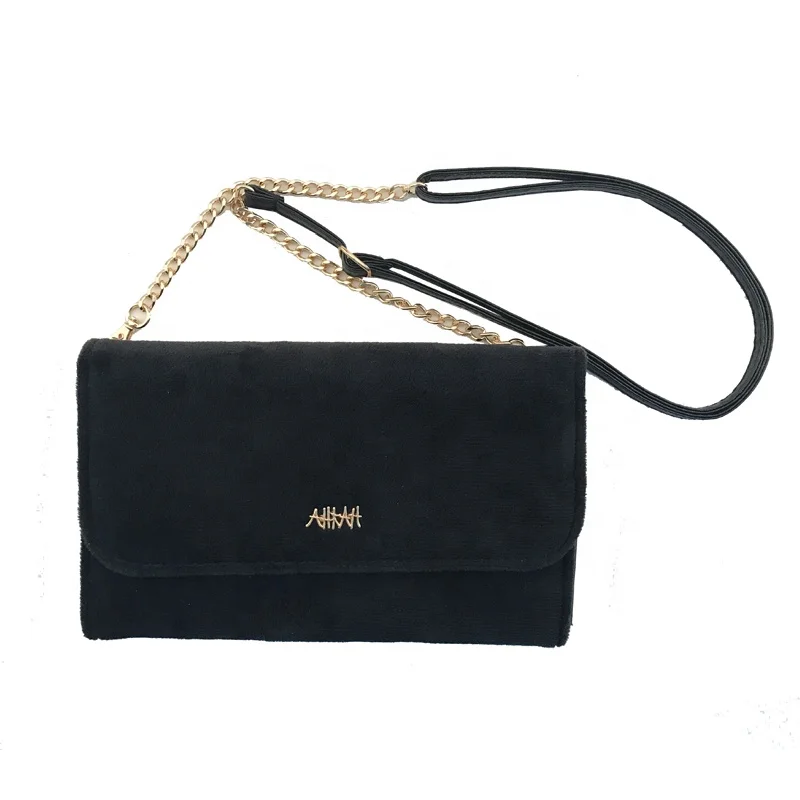 

Custom Classic Black Velvet Ladies Crossbody Shoulder Bag, Black (customized color is available)