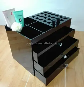 Black 3 Drawer Acrylic Makeup Organizer,Plastic Boxes Makeup Storage Drawer , Buy 3 Drawer Acrylic Makeup Organizer,Boxes Makeup Storage