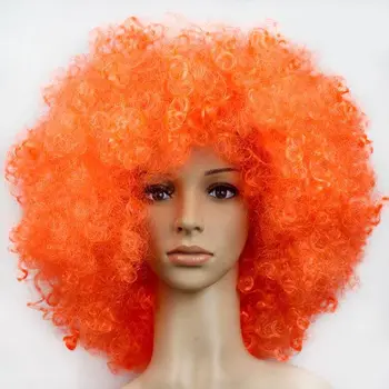 70s 80s Disco Circus Afro Clown Hair Wig Fancy Dress Up Costume