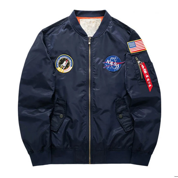 Lightweight American College Jacket,Nasa Men's Usa Flag Nasa Flight ...