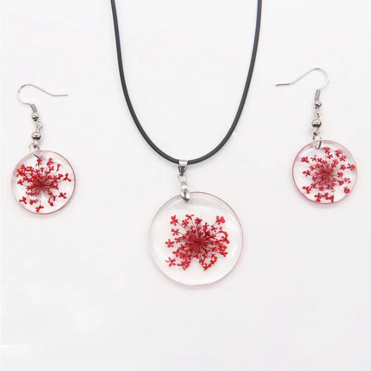 

Resin dried flower necklace earrings set fashion dried flower jewelry African jewelry set necklace, Picture shows