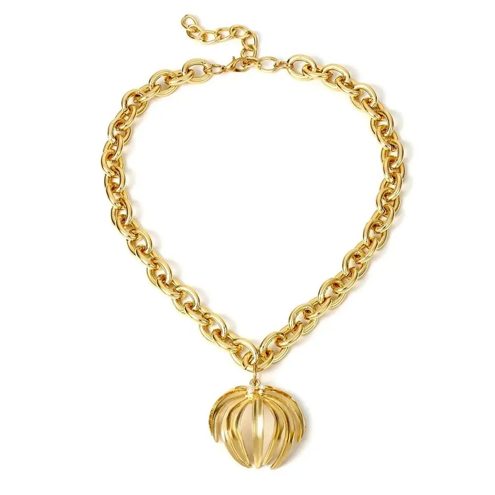 Women Gold Leaves Chain Collar Choker Chunky Statement Bib Pendant Necklace