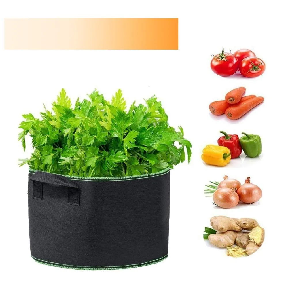 

Breathable Nonwoven Fabric Pots Felt Potato Grow Bags Garden Planter Grow Bag for plant, Black