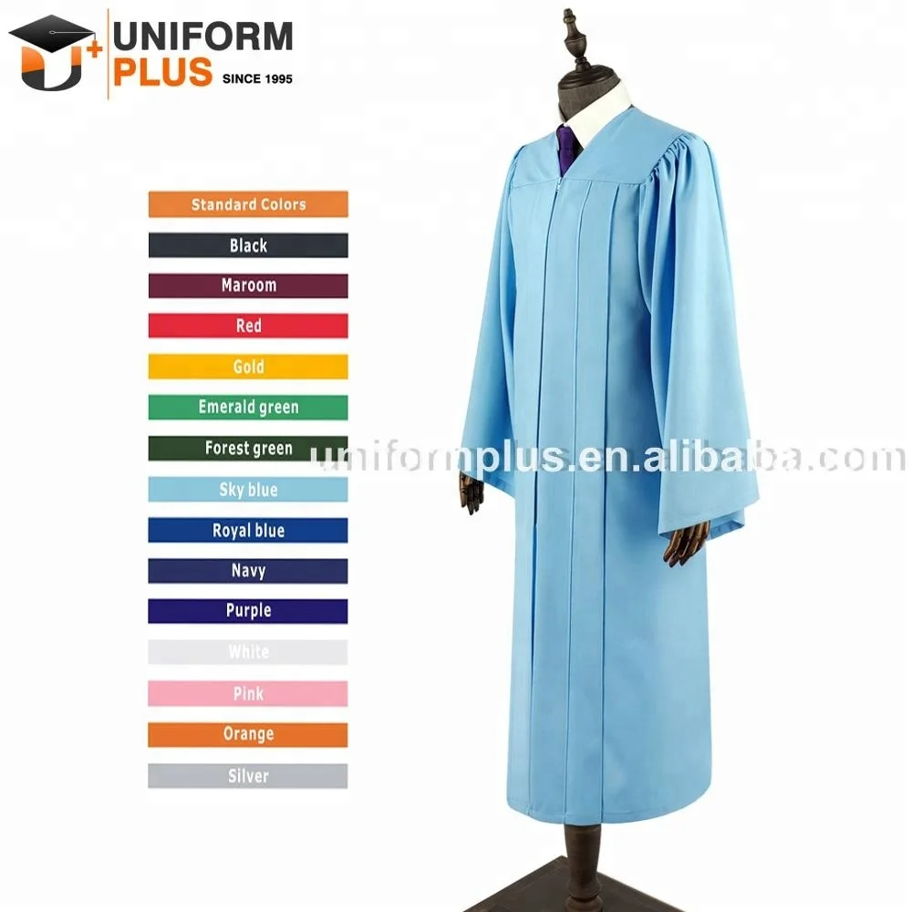 Wholesale Matte Fabric Blue University Graduation Gown And Uniform