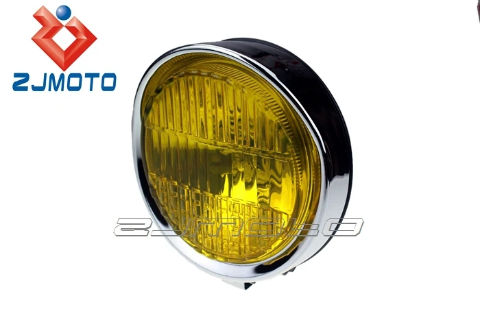 Motorcycle Black Yellow Class 5 3 4 H4 Headlight Fit For Harley