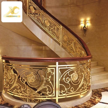 Modern Stair Hand Rail Indoor Metal Luxury Golden Steel Pipe Stair Handrail Tubular Stainless 