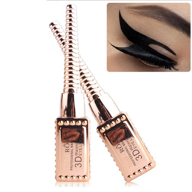

private label 3D waterproof electroplated gold tube with black liquid eyeliner