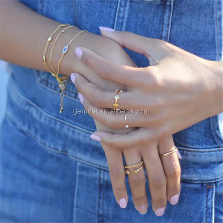 18k Gold Plated Jewelry Dainty Mini Stackable Double Arrow Big Ring