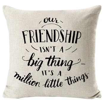 cushion cover heart warming text our friendship is not a big