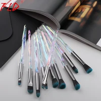 

10pcs/set Customizable Diamond transparent handle Eye Eyebrow Makeup Brushes set Kit Custom logo makeup brush