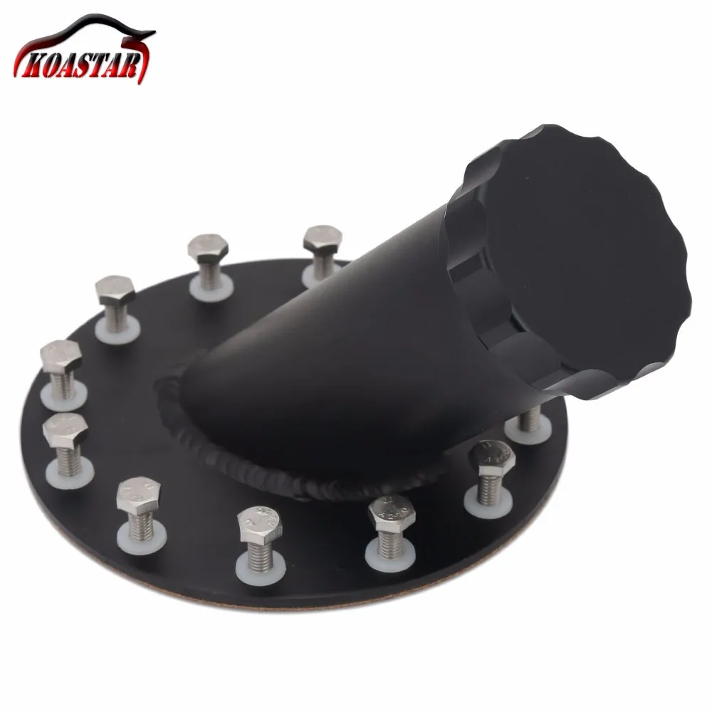 Ogawa Enterprises Black 45 Degree Remote Fuel Filler Neck With Billet Aluminum Cap For 2" Hose