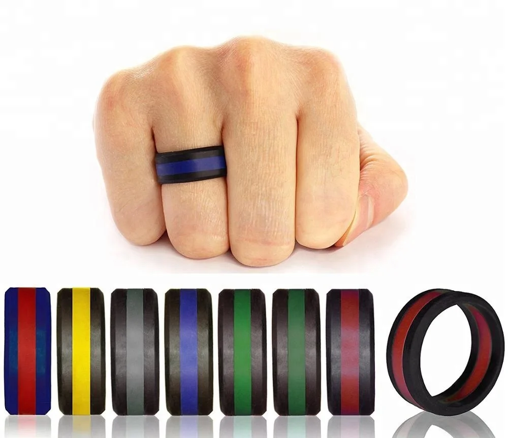 

Stocked wholesale 3-8mm width men's and women's full sizes jelly colors sport silicone wedding rings