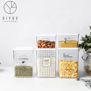 Image of plastic clear Food Storage canister Cereal Container Air Tight Canisters with lids