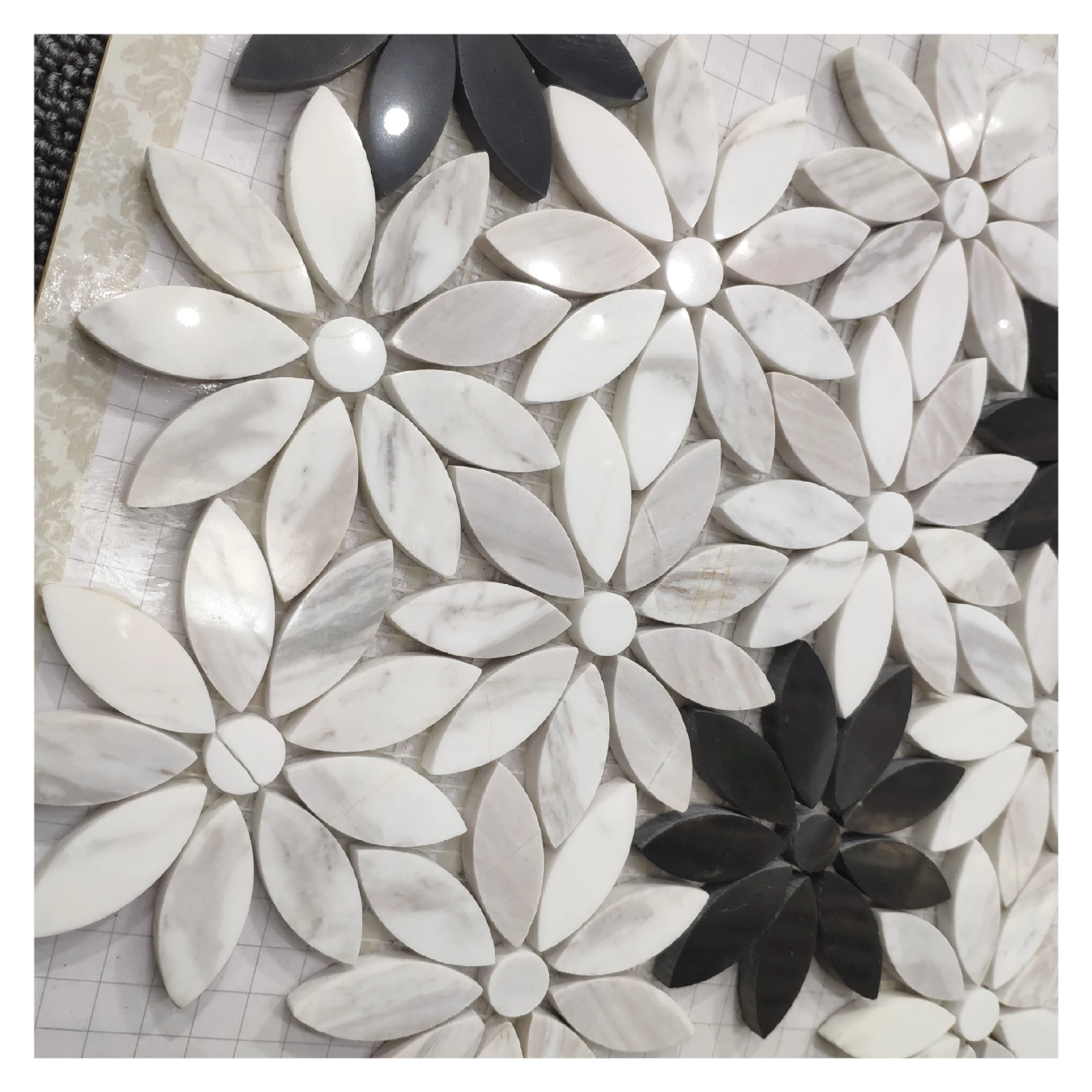 New Design High Quality Color Mixed Flower Marble Waterjet Mosaic For Wall