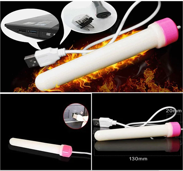 New Fashion Usb Vibrator Heating Rod For Pocket Pussy And Male 3000
