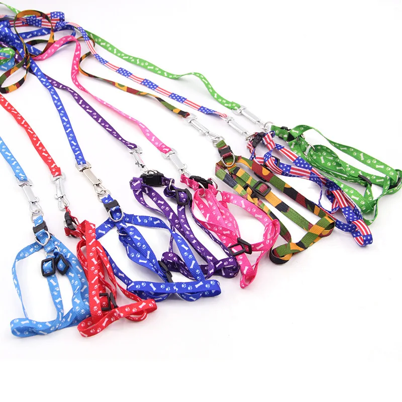 

KR394 Cheap new colorful print dog harness and leashes set, As photo