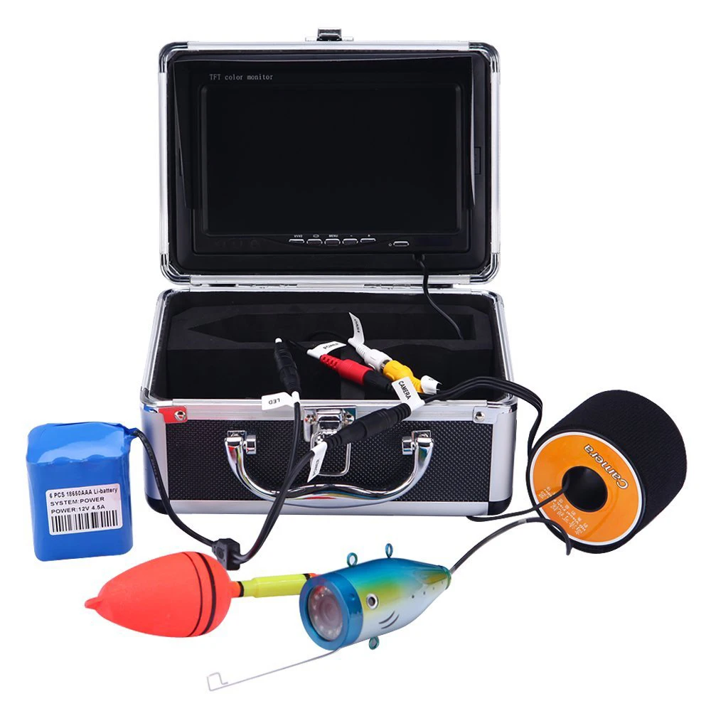 
15m Cable 7' Portable Fish Finder 1000TVL TFT Monitor Waterproof Underwater Fishing Video Camera With 12Pcs White LED Lights 