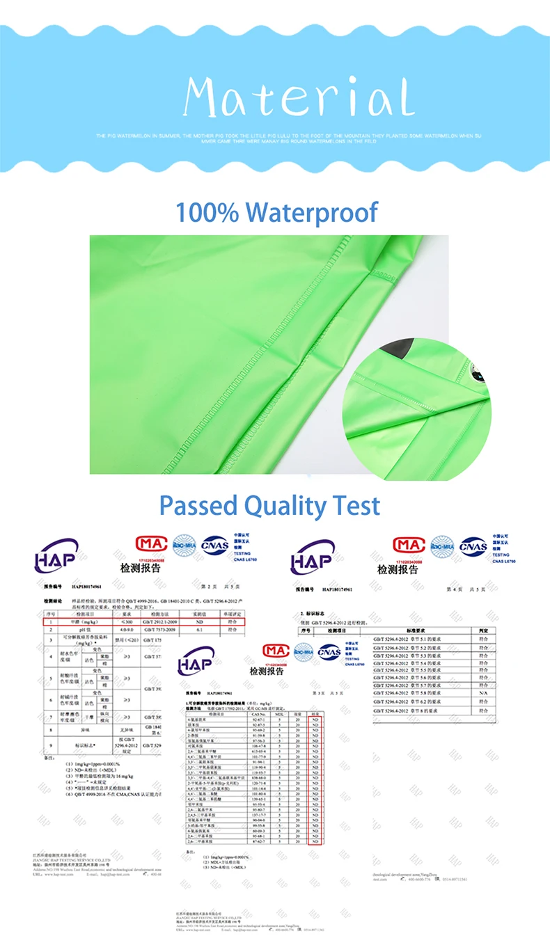 Wholesale Cute Cartoon Animal Pvc Kids Raincoat With Backpack Bag