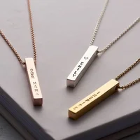 

High Polish Stainless Steel Vertical Bar Necklace Gold Plated Bar Chain Necklace Jewelry Wholesale