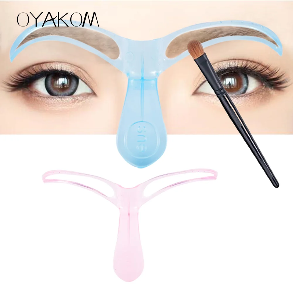 

OYAKOM Eyebrow Stencils Shaping Grooming Eye Brow Makeup Model Template Reusable Design Eyebrows Styling Tool Freeshipping, Blue;pink
