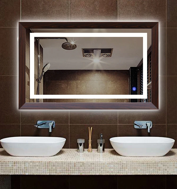 Defogger Bathroom Led Illuminated Mirror Framed Bathroom Led Mirror ...