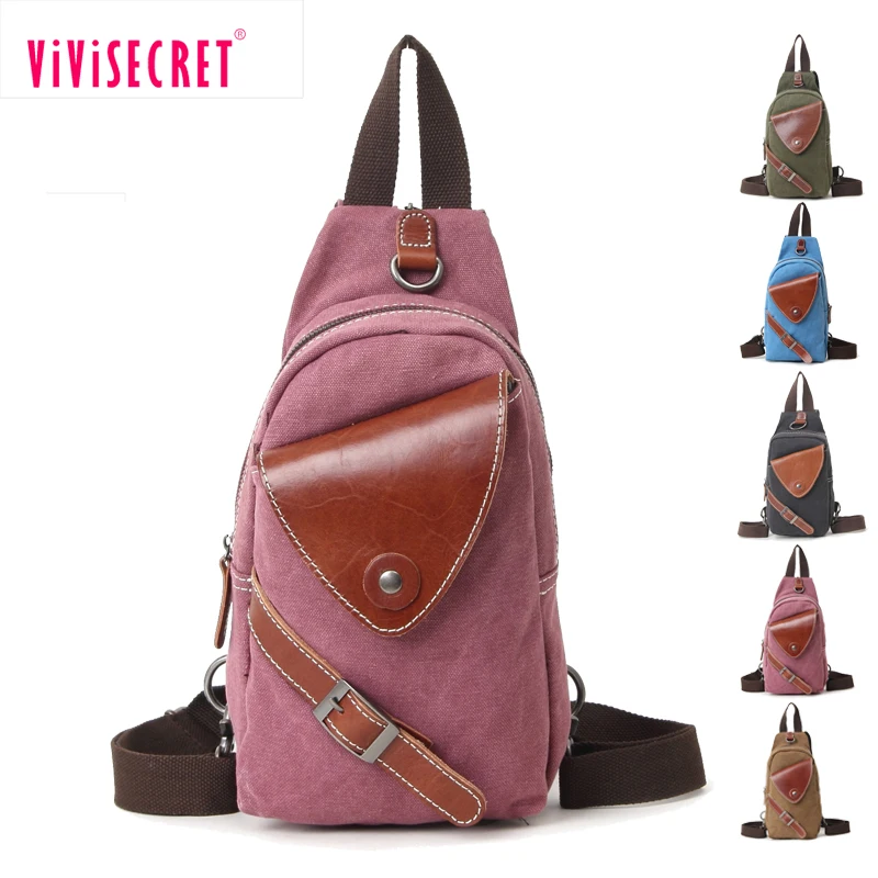2017 Canvas Genuine Leather Sling Chest Backpack Fashion Men Messenger