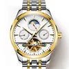 316L stainless steel 5atm moonphase automatic watch with stainless steel back