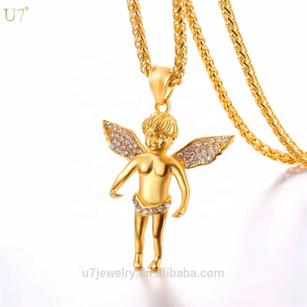 

gold plated stainless steel cupid necklace with chain
