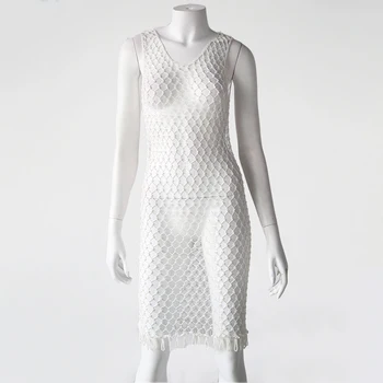 womens white crochet dress