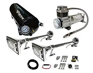 Viking Horns V103C-5-38/202-2T Loud 158 Decibles Semi Truck Dual Trumpets Air Horn Kit With 3 Gallon Air Tank/200PSI Air Compressor