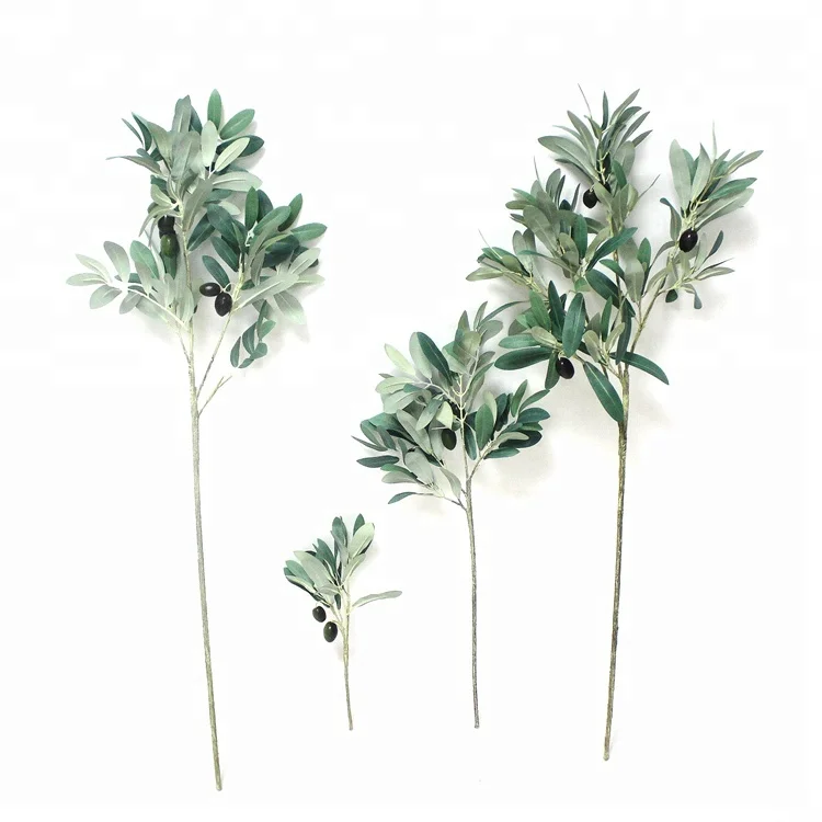 

Hot Sales super popular silk olive leaf plant party home wedding greenery artificial leaves branch artificial tree foliage, Green, grey green