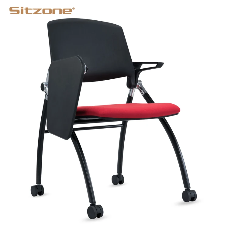 
2020 Conference Room Plastic Frame Foam Seat Training Chair With Writing Pad 