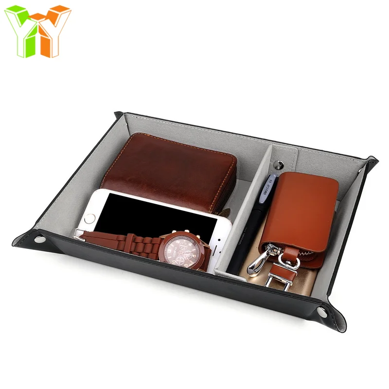 

High Grade Valet Tray Organizer Pu Leather Jewelry Tray, Customized