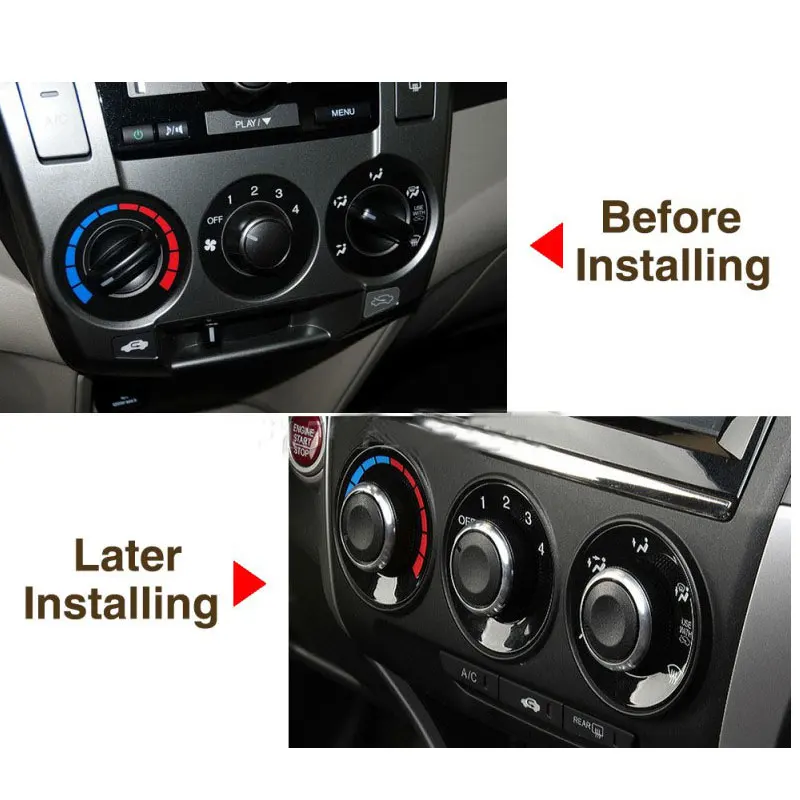 Car Interior Black Set Heater Knobs A/C Switch Buttons Control Ring Cover Trim For 04-09 M3 3pcs Switch knob Cover 