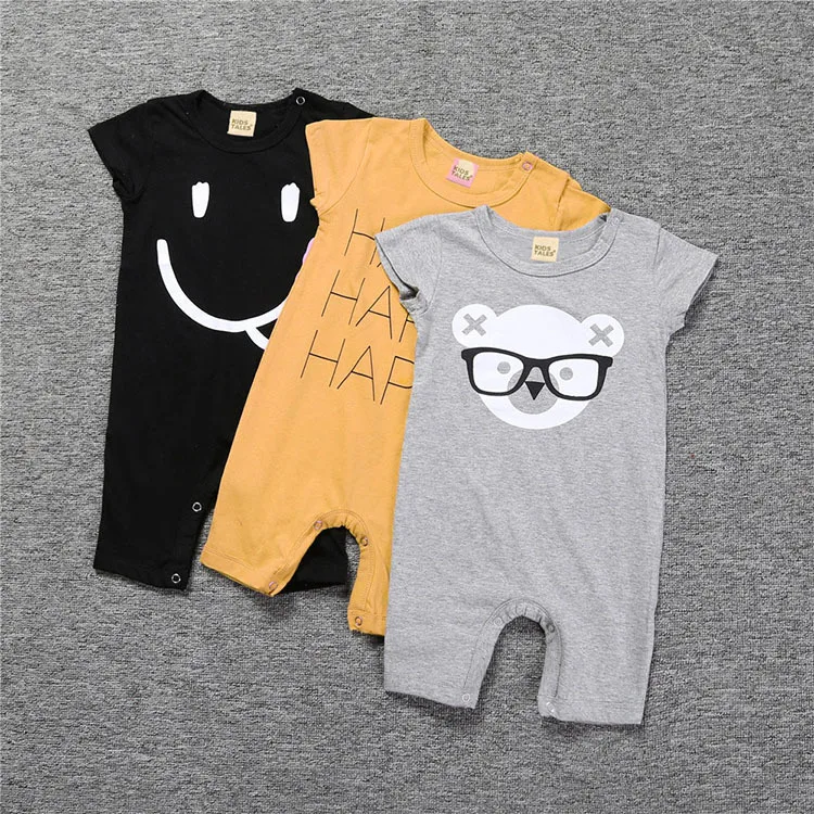 

Toddlers Clothing Baby Rompers One Piece Kids Cotton Printing Bodysuit, Gray;black;yellow